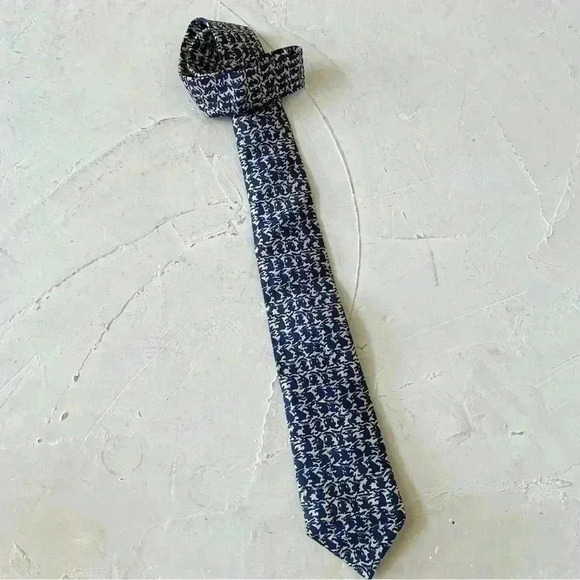 HERMES Men's Necktie Tie Silk High Brand All Over Easter Rabbit Pattern Blue - Picture 4 of 11